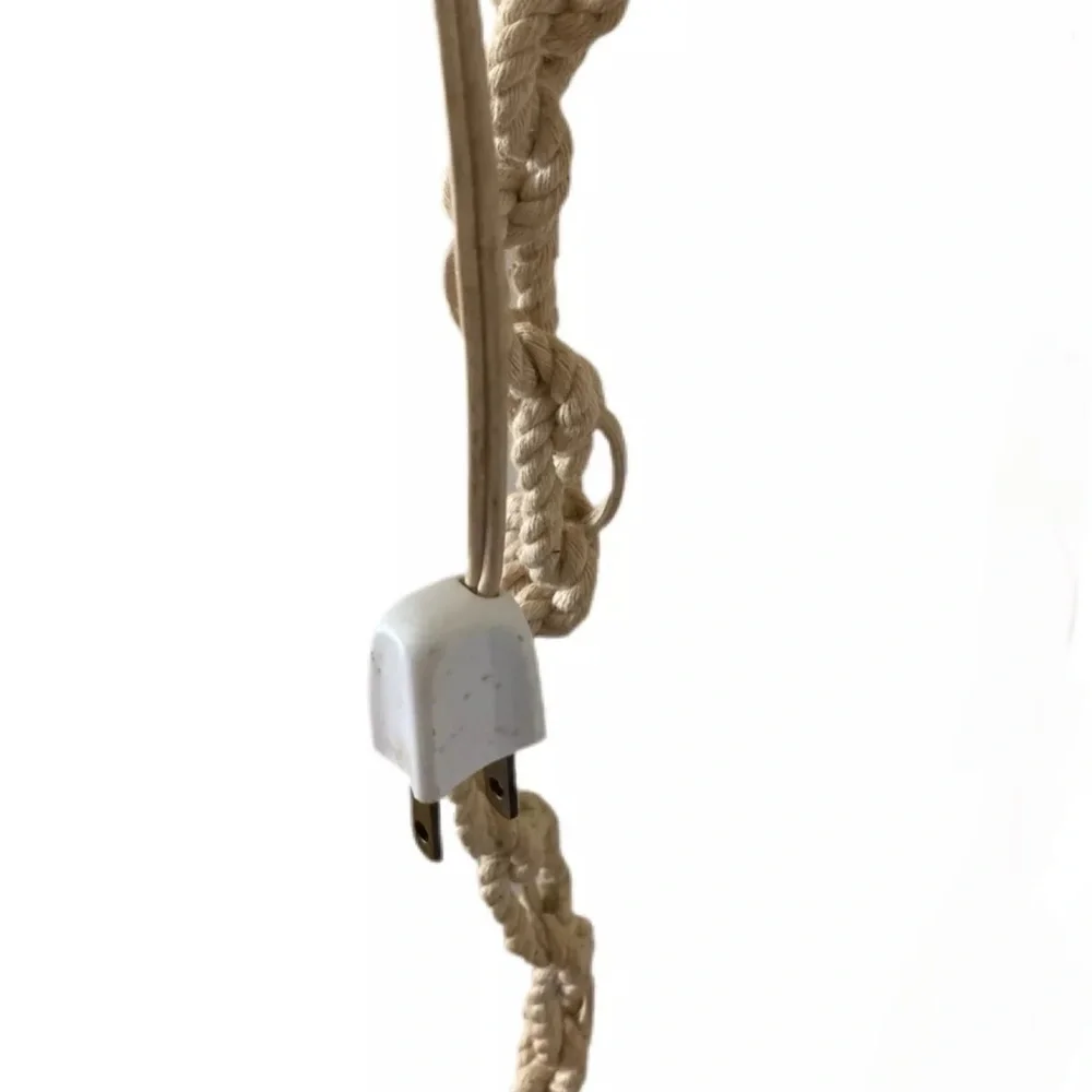 70s Macrame Hanging Lamp Planter Hand Crafted One-of-a-Kind